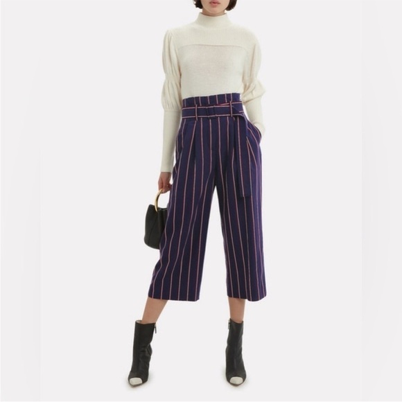 Derek Lam 10 Crosby Navy Striped Satin Culottes - Picture 10 of 12